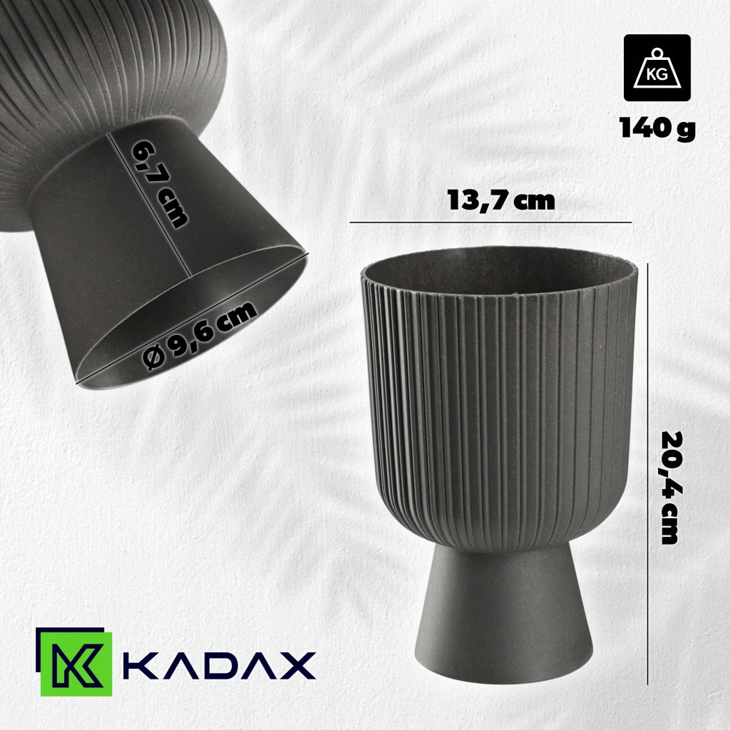 Vaso da fiori KADAX, vaso per fiori, da giardino, con coperchio in plastica, 14 cm, supporto per fiori, grigio