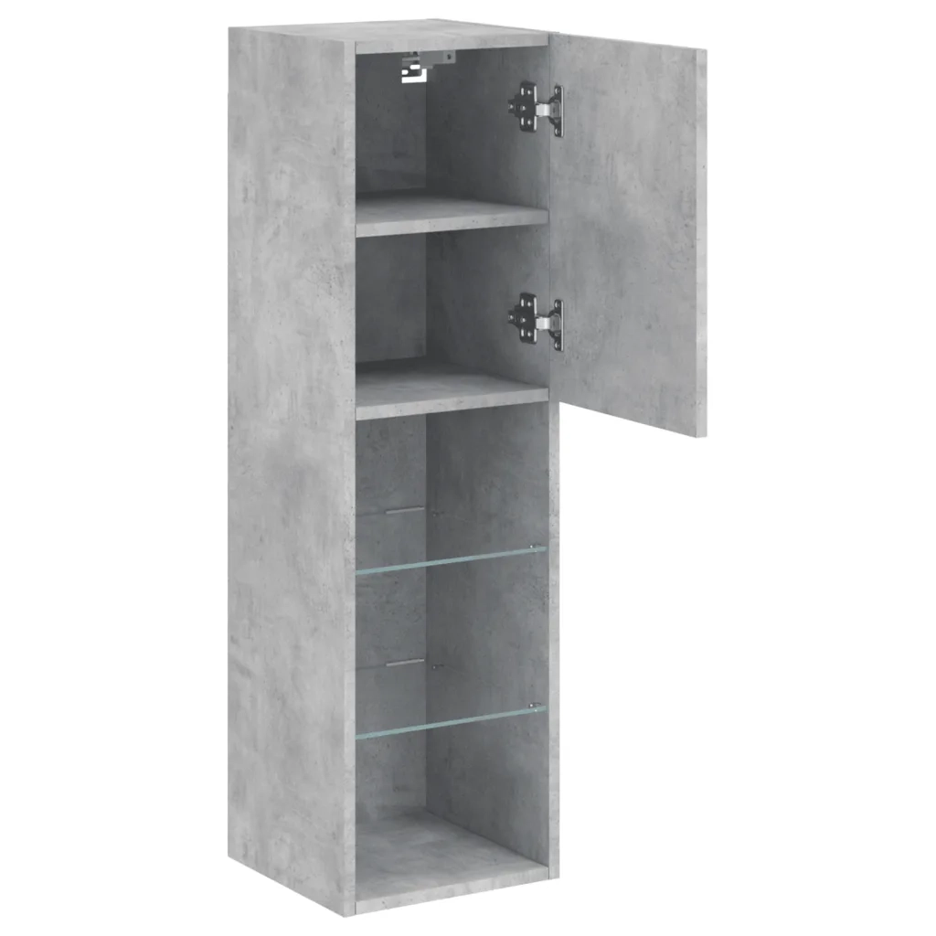 Mobile TV con Luci LED-Credenza per TV Grigio Cemento 30,5x30x102 cm