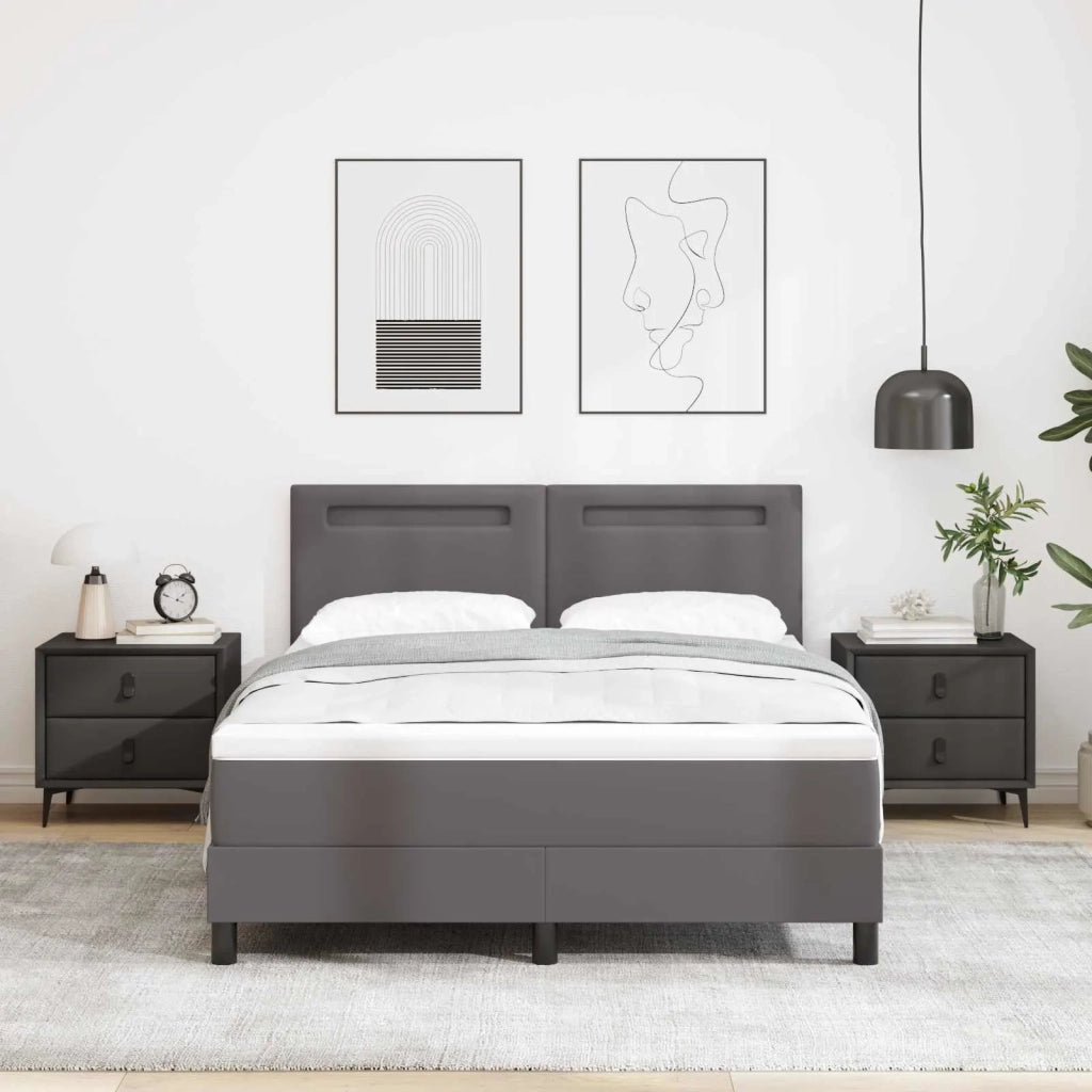 Letto a molle con materasso Grigio 140 x 200 cm Pelle sintetica 3339054