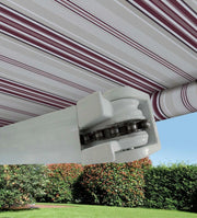 Tende da Sole a Bracci Barra Quadra con Catena Balcone Avvolgibile Alluminio Colore: Rigato Bordeaux, Dimensioni: 3 x 2 m