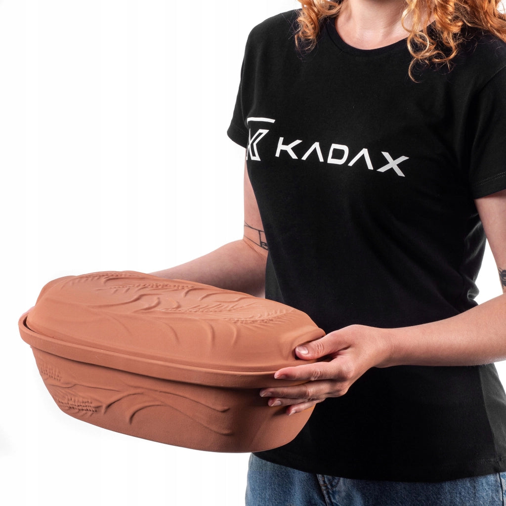Vaso in terracotta KADAX Roman Clay Pot 4.5L, forma ovale grande con coperchio.