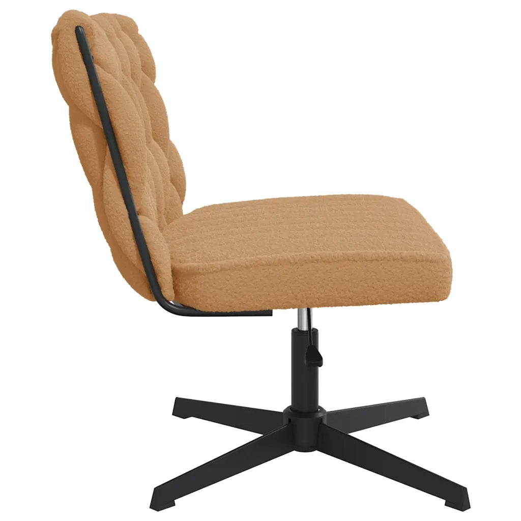 Sedia da Ufficio Girevole in Tessuto Riccio Beige Effetto Lana 4105400