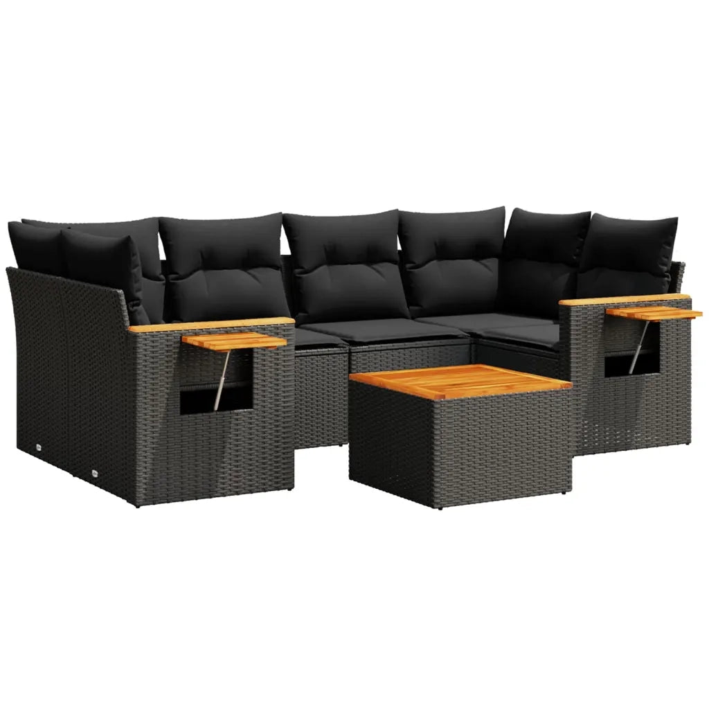 Set Divani da Giardino con Cuscini 7pz Nero Polyrattan 3259038