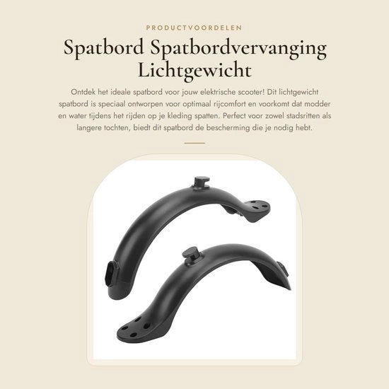 Spatbordo di ricambio - Disegno leggero - Nero - Imbottito con acqua - Adatto per scooter elettrico - Resistente alle intemperie - Codice prodotto: ... - Modello: ... - Peso: ... - Dimensioni: ... - Materiale: ...