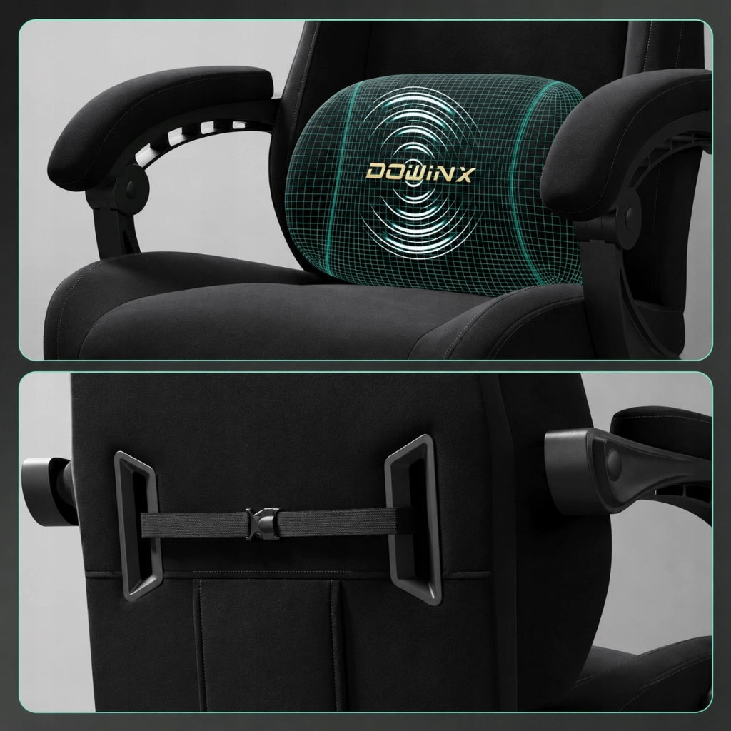Sedia Gaming DOWINX Nero Chiaro con Molle Insacchettate; Poggiapiedi e Reclinazione 160°
