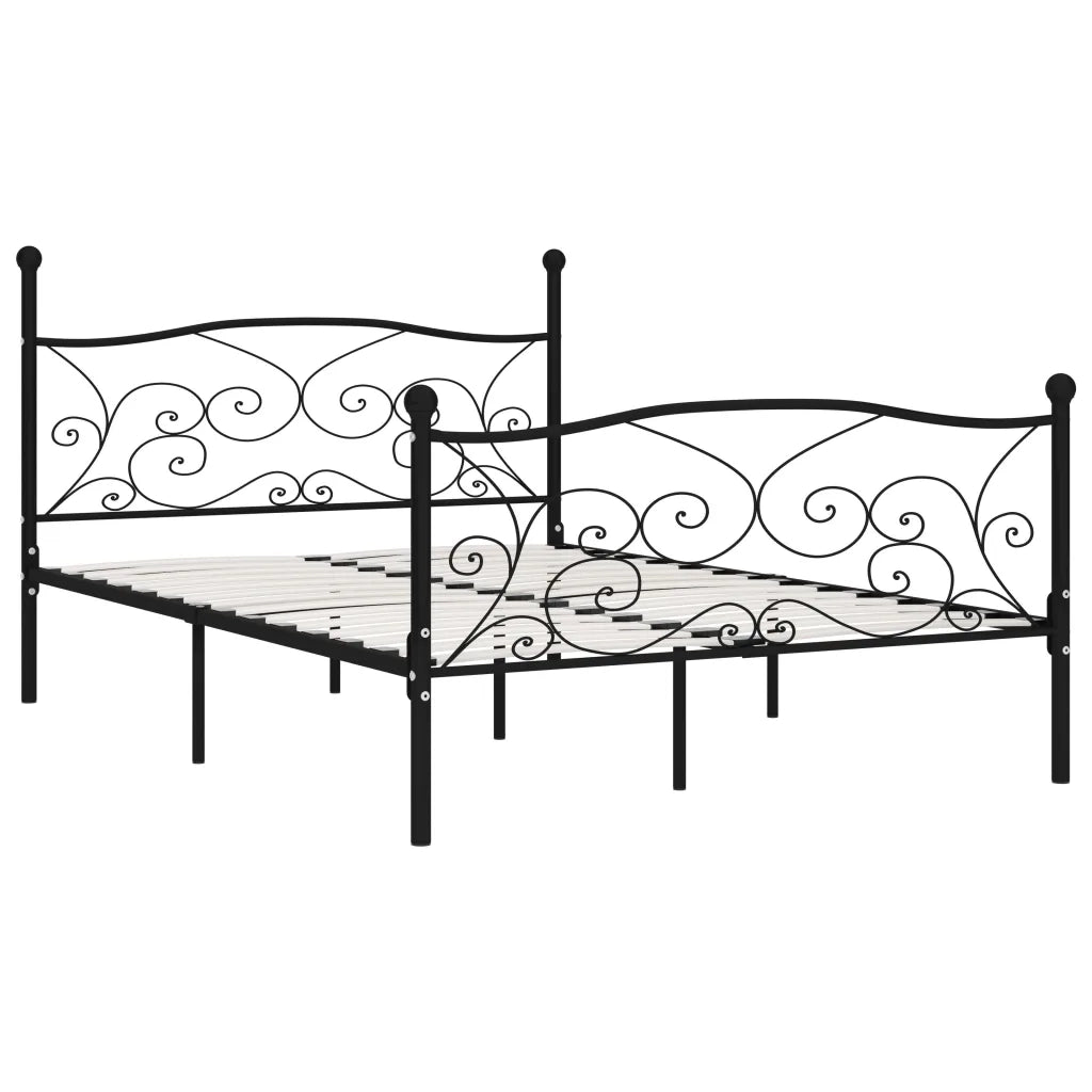 Giroletto con Doghe-Struttura Letto Nero in Metallo 160x200 cm