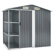 Casetta da giardino cabina ripostiglio casetta da esterno robusta casetta per attrezzi con ripiano 205 x 130 x 183 cm ferro grigio 02_0022223