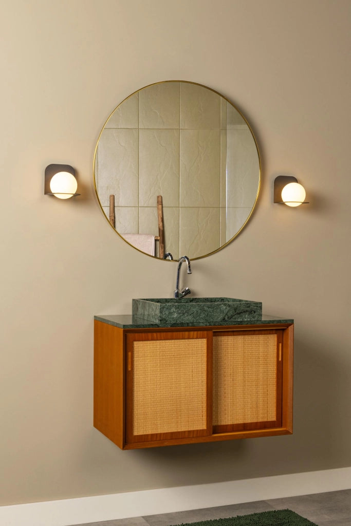 Applique bagno nera sfera vetro 1xG9 IP44 Lucide DAVY