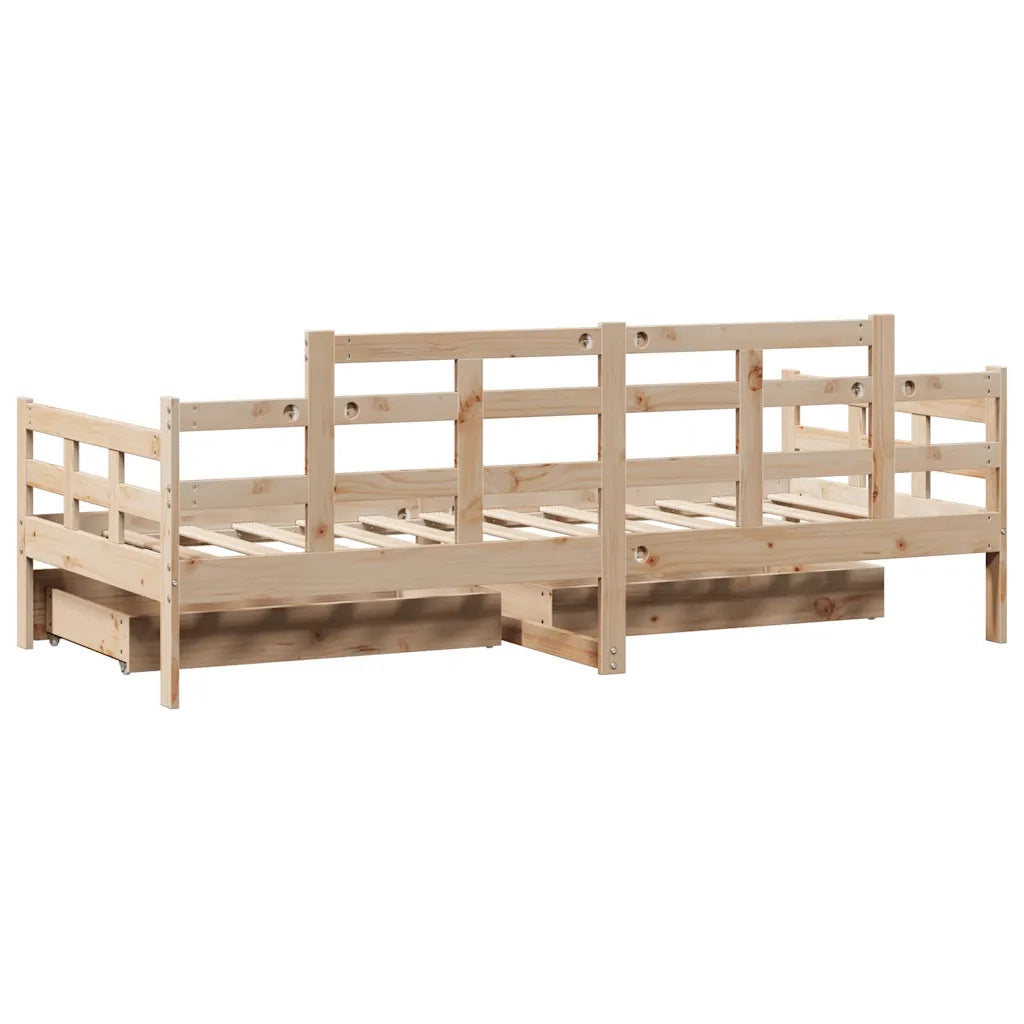 Dormeuse con Cassetti 80x200 cm in Legno Massello di Pino 3302122