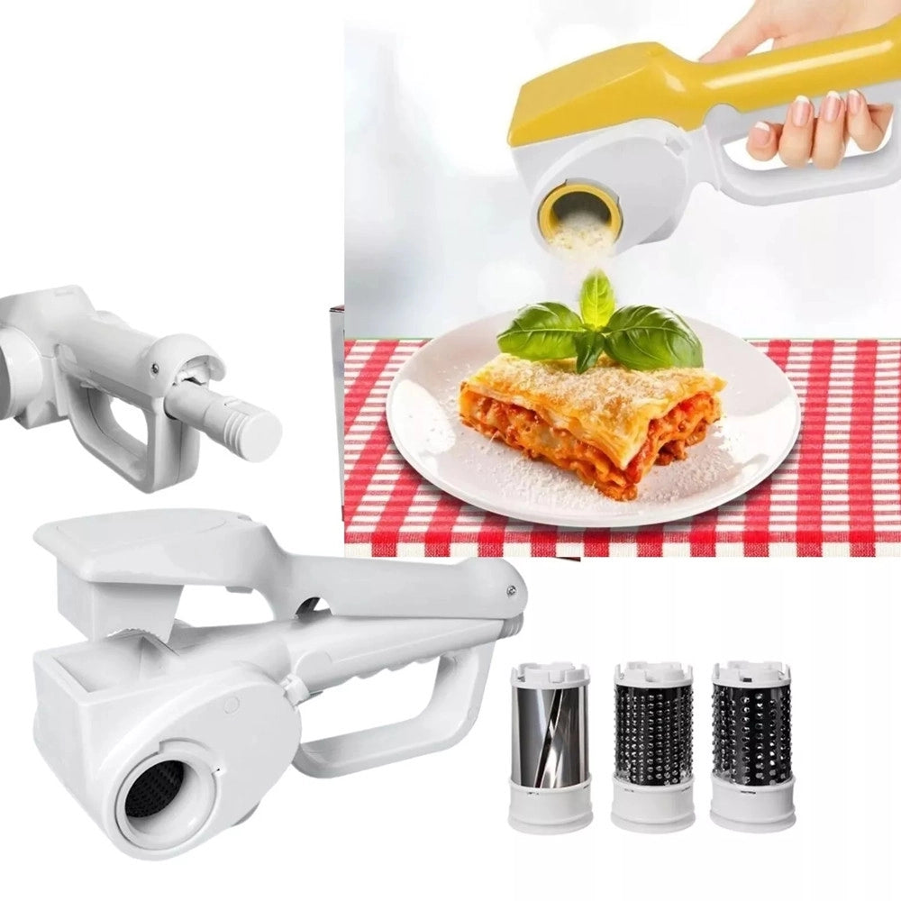 Trade Shop - Grattugia Elettrica Da Tavola 3,6v 3 Trafile Rullo Estraibile In Acciaio Ricaricabile -