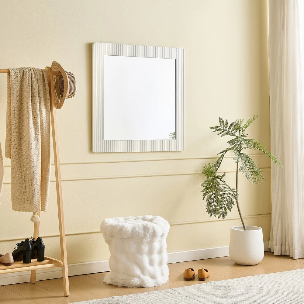 Specchio Quadrato da Parete ¨C MINIMAL ¨C Bianco, Legno, 80x80 cm