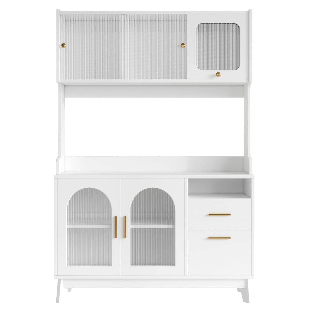 Credenza alta bianca 120x40x178 cm con prese e USB