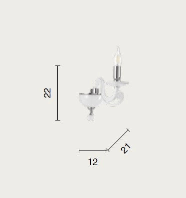 APPLIQUE CHERUBINI 1 LUCE CRISTALLO E CROMO ATTACCO E14 H.22CM