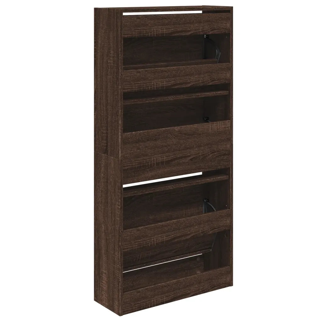 Scarpiera-Scaffale per scarpe Rovere Marrone 60x21x125,5 cm in Legno Multistrato