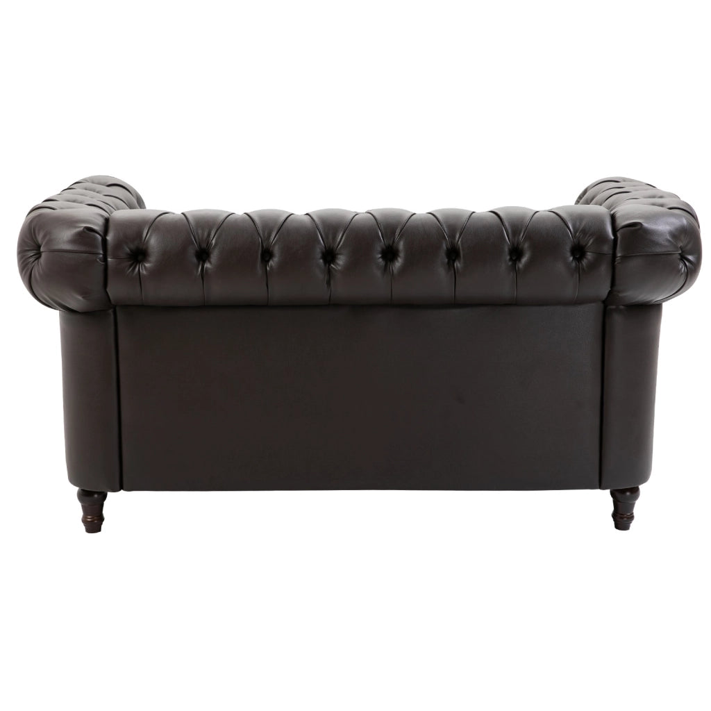 EasyComfort Divano 2 Posti in Stile Chesterfield in Pelle PU con Cuscino Rimovibile, 160x84x80 cm, Nero