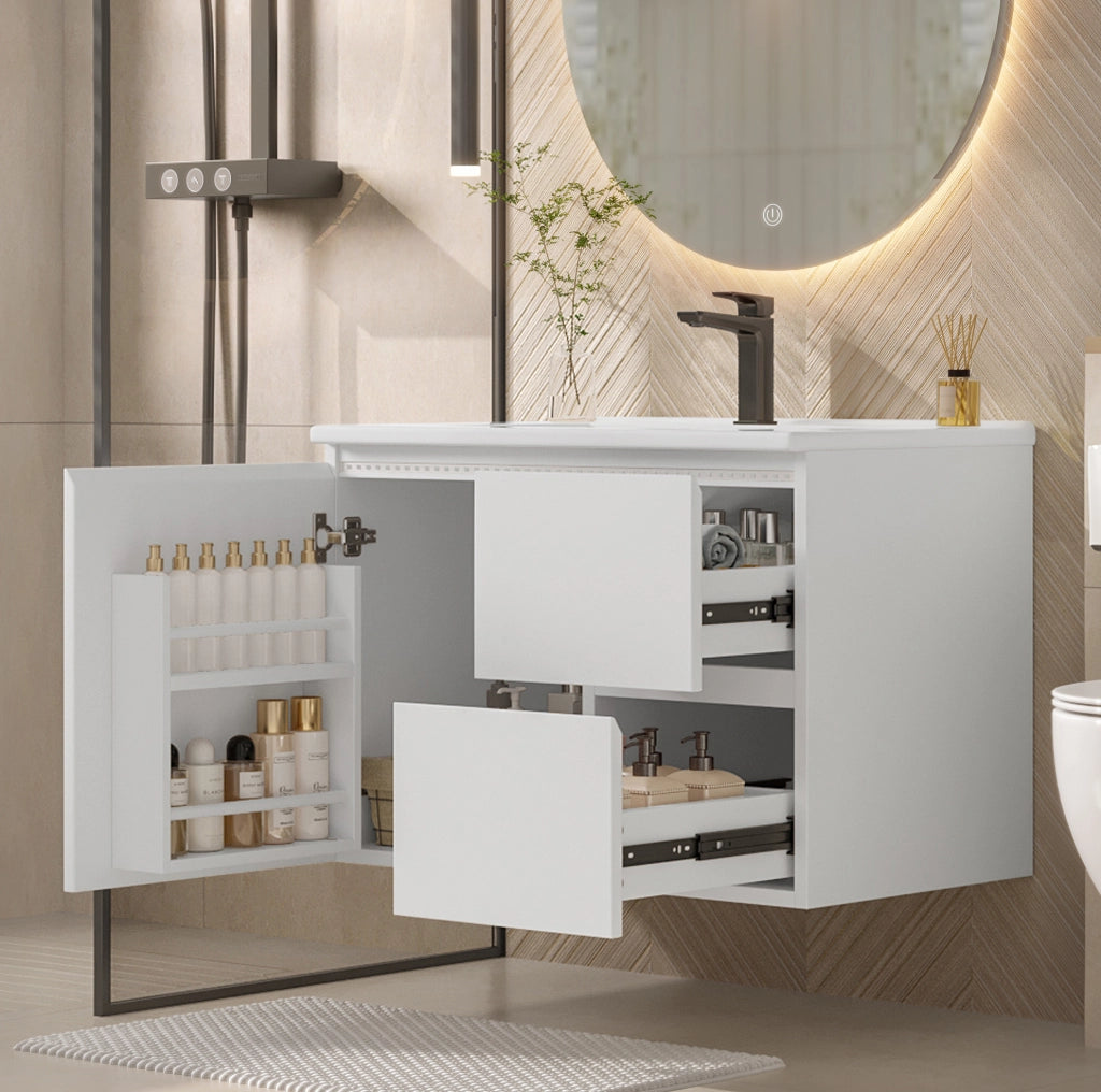 Mobile bagno sospeso 76x46x50 cm con lavabo e luce LED