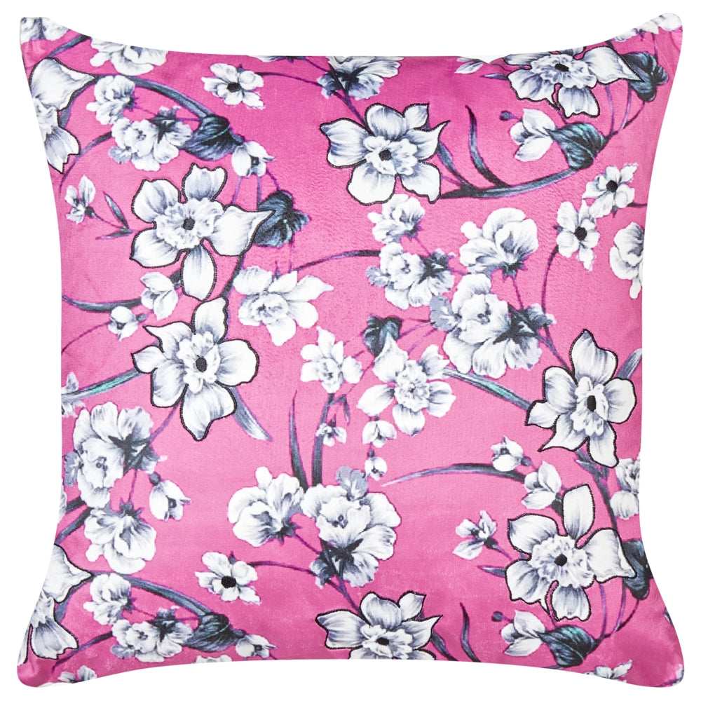 Set di cuscini decorativi in velluto rosa 45 x 45 cm Motivo floreale rimovibile Coperchi quadrati Accessori decorativi moderni