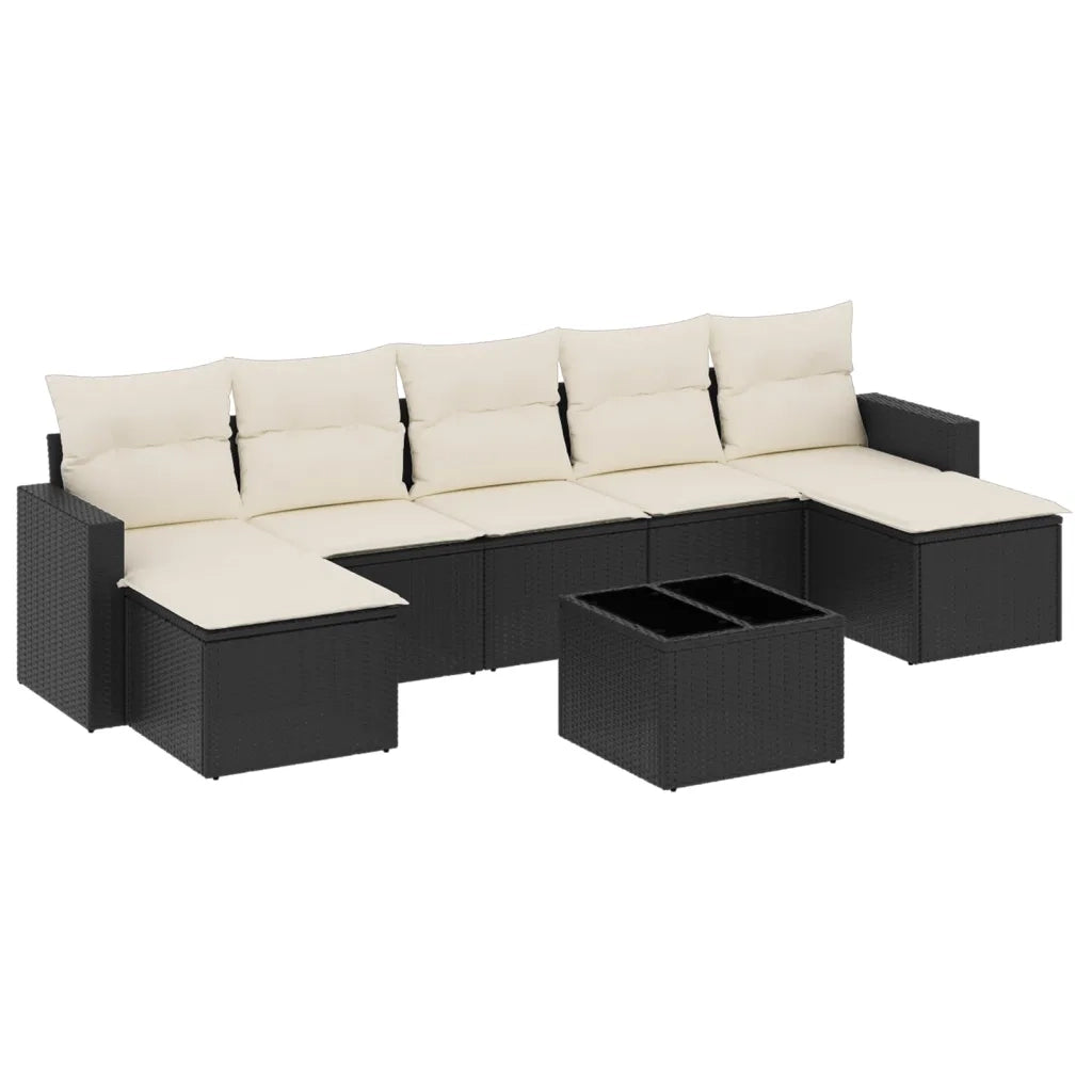 Set Divani da Giardino con Cuscini 8 pz Nero in Polyrattancod mxl 113254