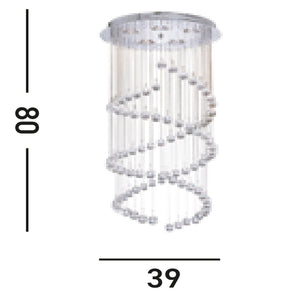 Lampadario Contemporaneo Corrider Acciaio Cromo Vetro 5 Luci G9