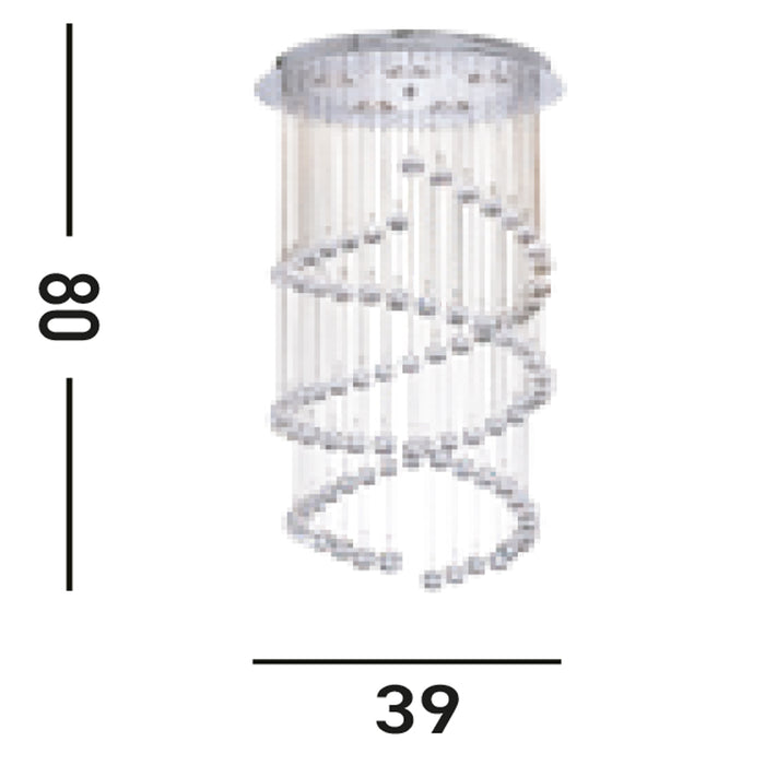 Lampadario Contemporaneo Corrider Acciaio Cromo Vetro 5 Luci G9