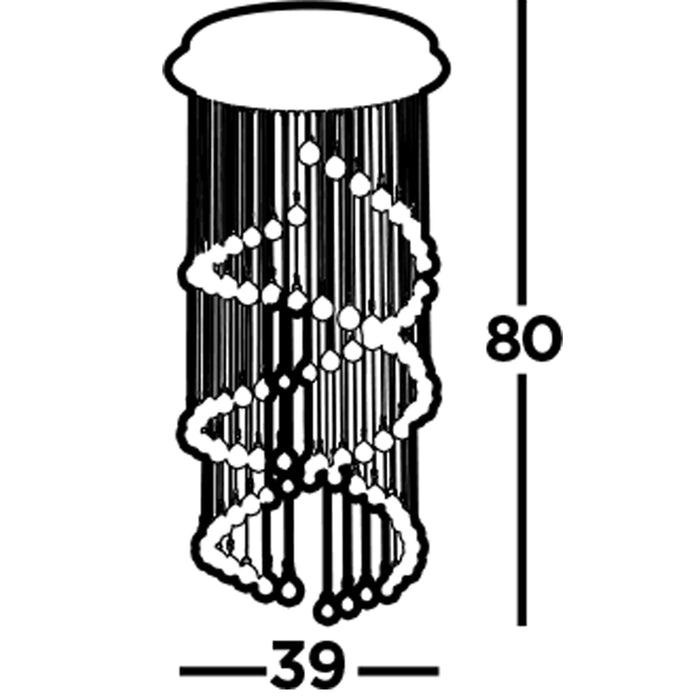 Lampadario Contemporaneo Corrider Acciaio Cromo Vetro 5 Luci G9