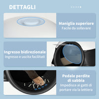 Lettiera Chiusa per Gatti 52x41x38 cm Design Pieghevole con Coperchio Bianca e Nera