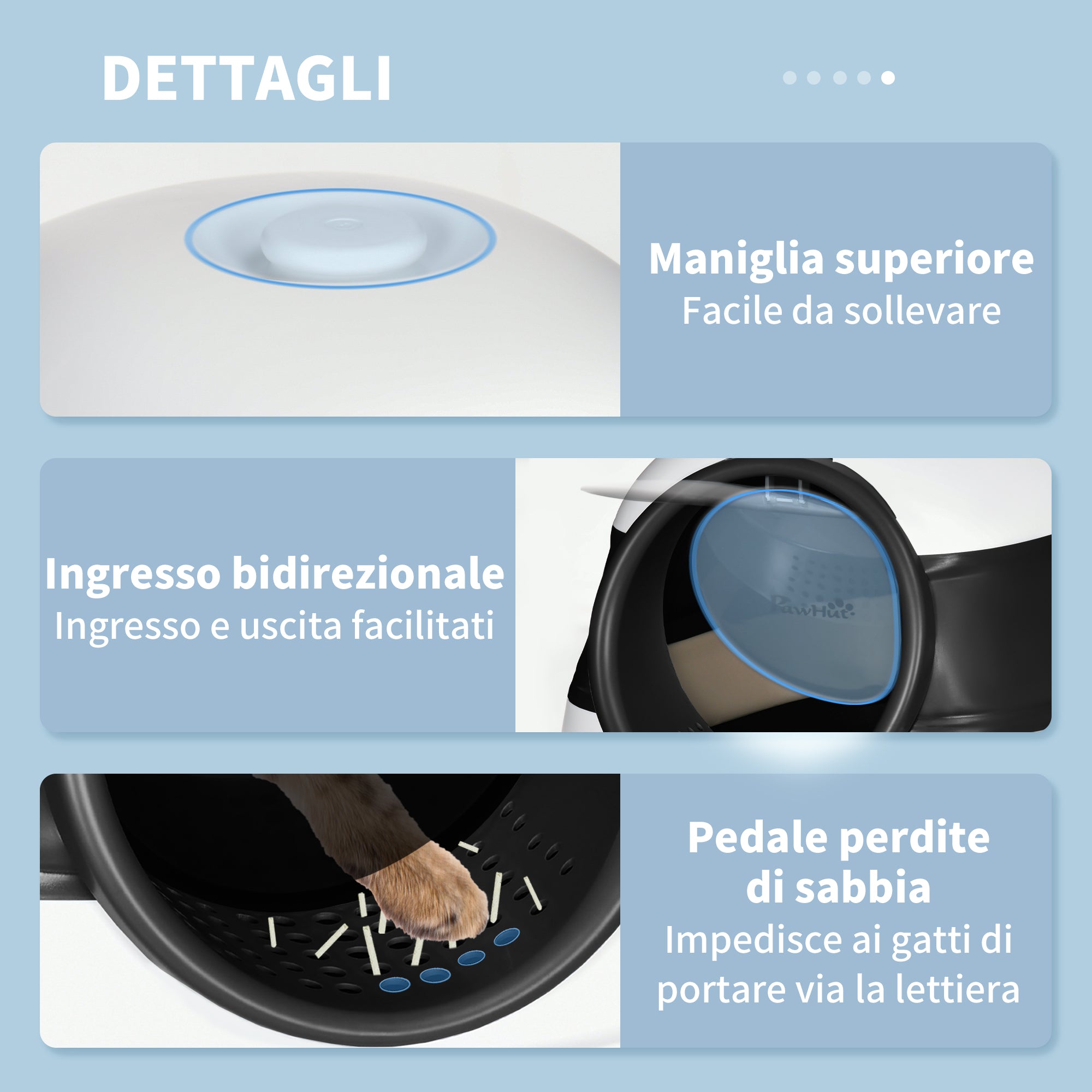 Lettiera Chiusa per Gatti 52x41x38 cm Design Pieghevole con Coperchio Bianca e Nera