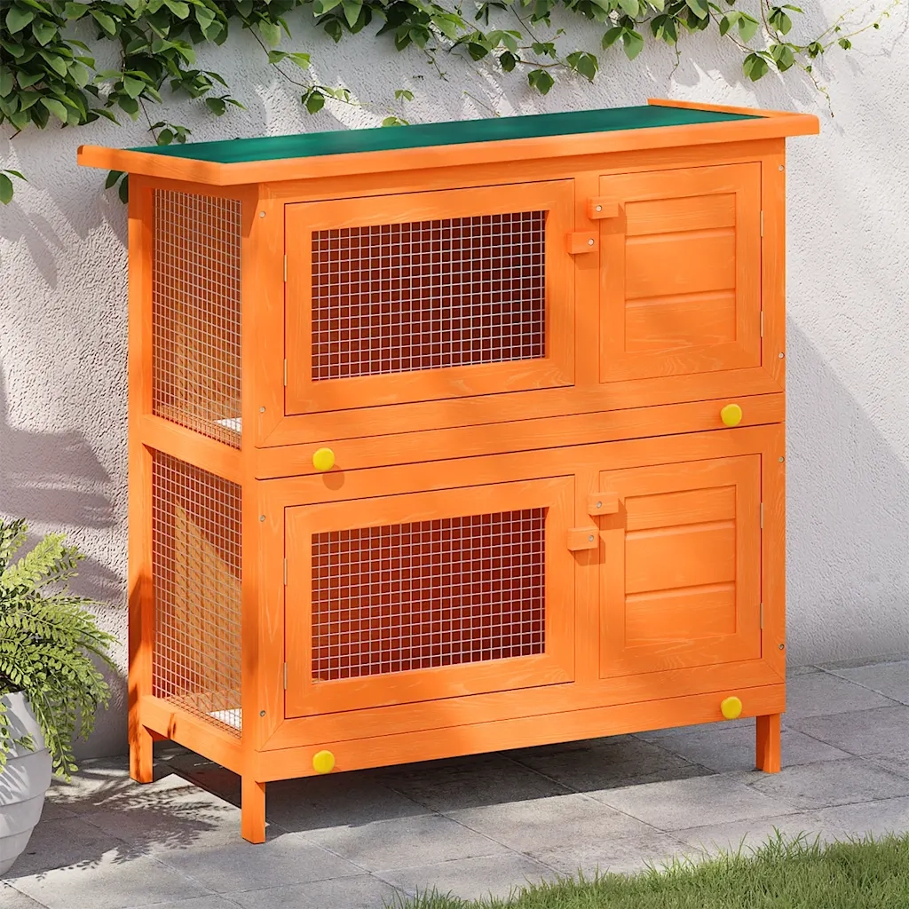 Conigliera da esterno gabbia per piccoli animali domestici con 4 porte in legno 273759