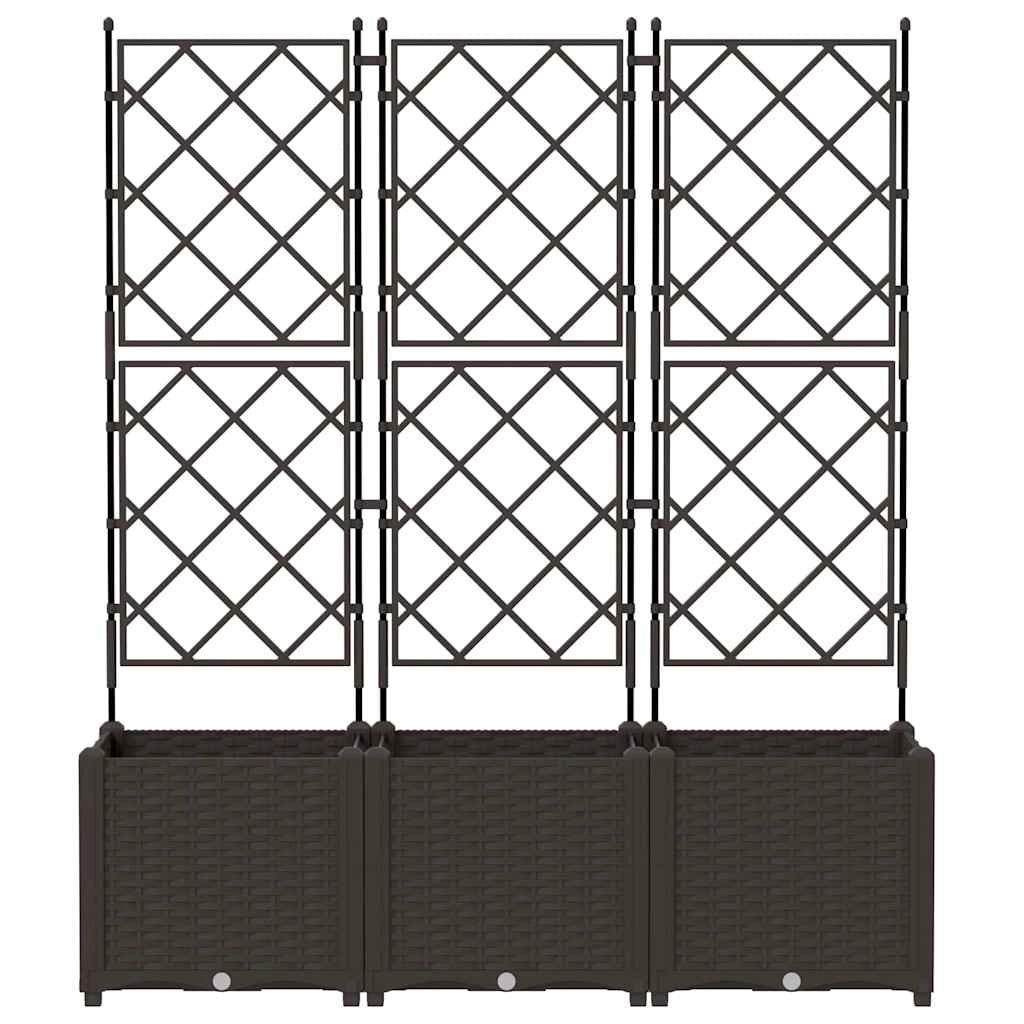 Set di 3 fioriere da giardino moderne per esterni 120 x 40 x 143 cm acciaio marrone 02_0058515