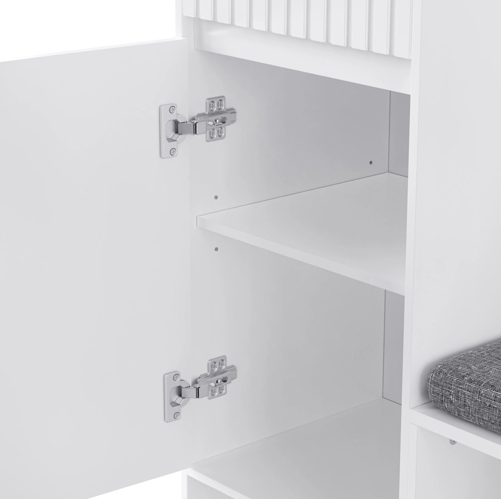 Mobile da ingresso 6 in 1 con panca, appendiabiti e cassetti, bianco