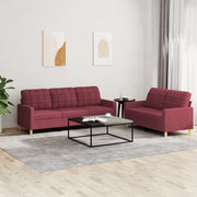 Set di Divani 2 pz con Cuscini Rosso Vino in Tessutocod mxl 107053