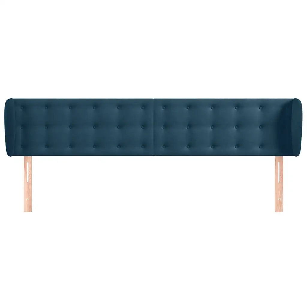 Testiera | Testata ad Orecchio Blu Scuro 203x23x78/88 cm in Velluto
