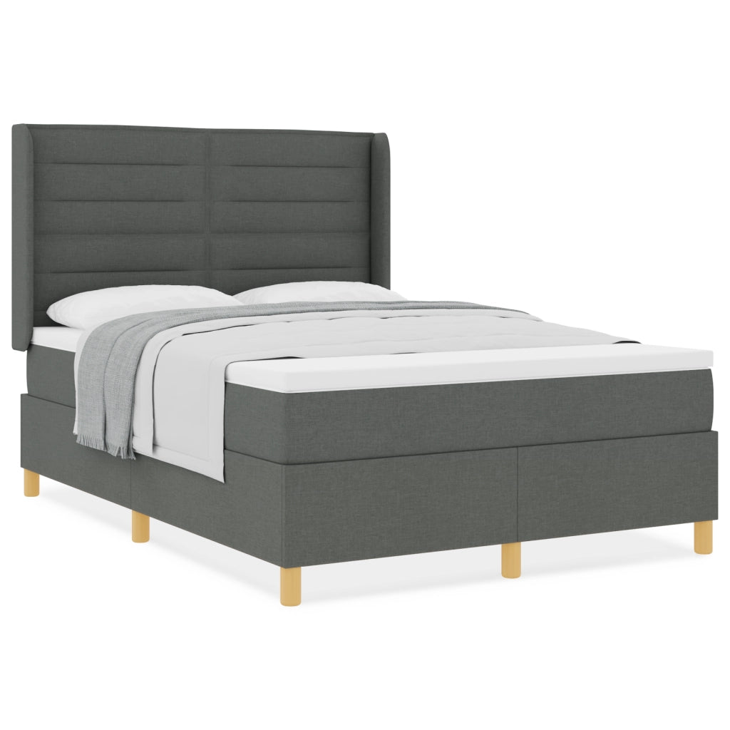 Letto con Rete a Molla e Materasso Grigio Scuro 160x200 cm Tessuto