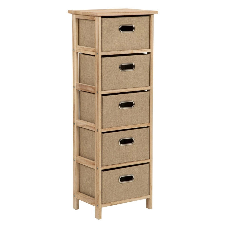 Cassettiera 5 Cassetti Armon 34x25x95 Cm Naturale