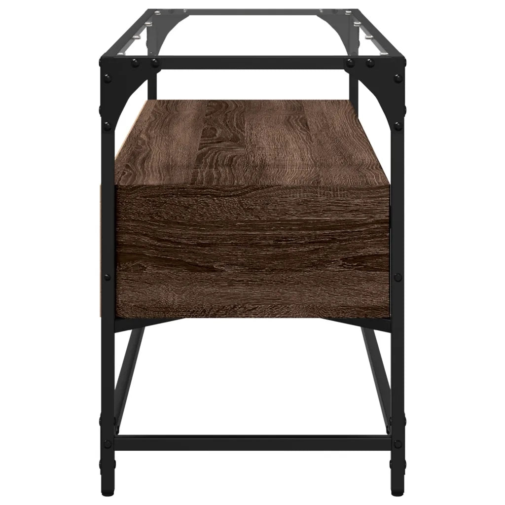 Mobile TV | Armadietto TV | Mobile Porta TV Piano Vetro Rovere Marrone 98x35x51 Legno Multistrato