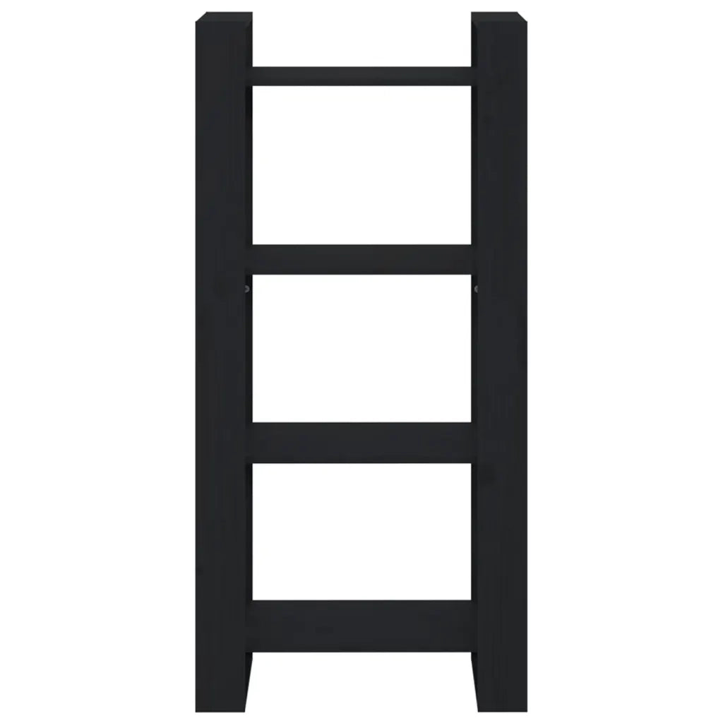 Libreria Divisorio-Scaffale per Libri-Mobile di Stoccaggio Nero 80x35x125 cm Legno Massello