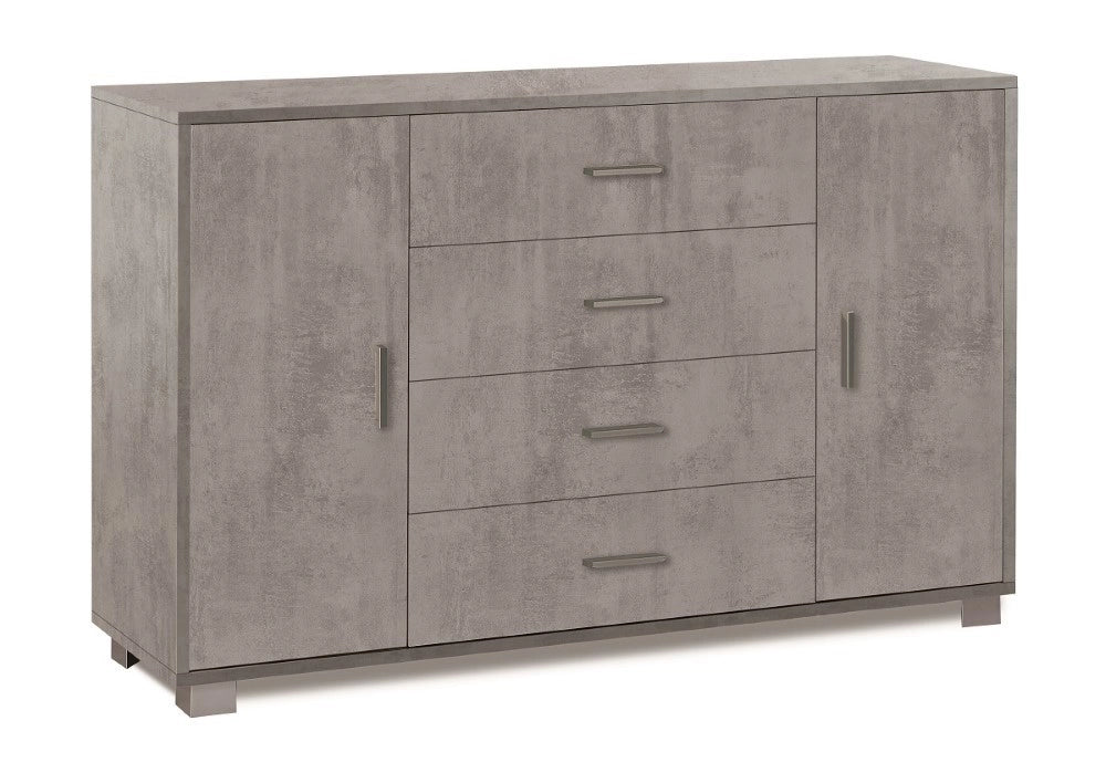 Mobile Madia 4 Cassetti e 2 Ante H86 L136 P41 Cm colore Cemento 775k Sarmog
