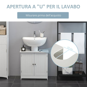 Mobile Sottolavello da Bagno 60x30x60 cm 2 Ante  Bianco