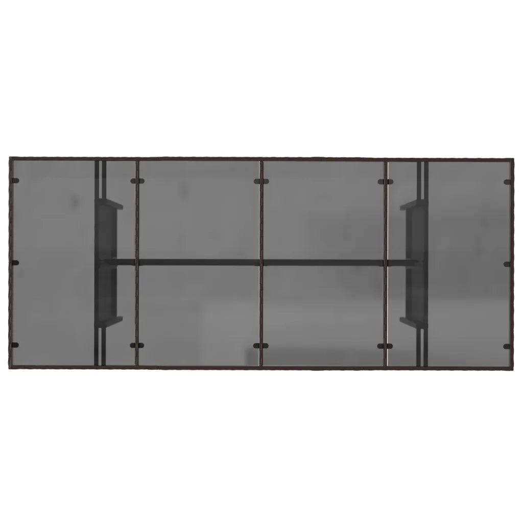 Tavolo Giardino | Tavolino da esterno Piano Vetro Marrone 190x80x74cm Polyrattan