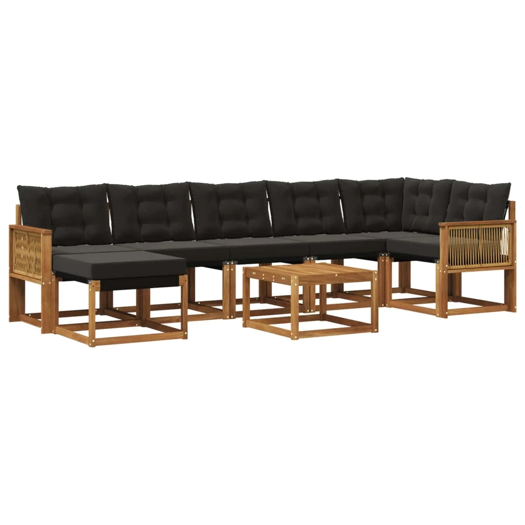 Set di divani da esterno 8 pz Naturale e Nero 3382116
