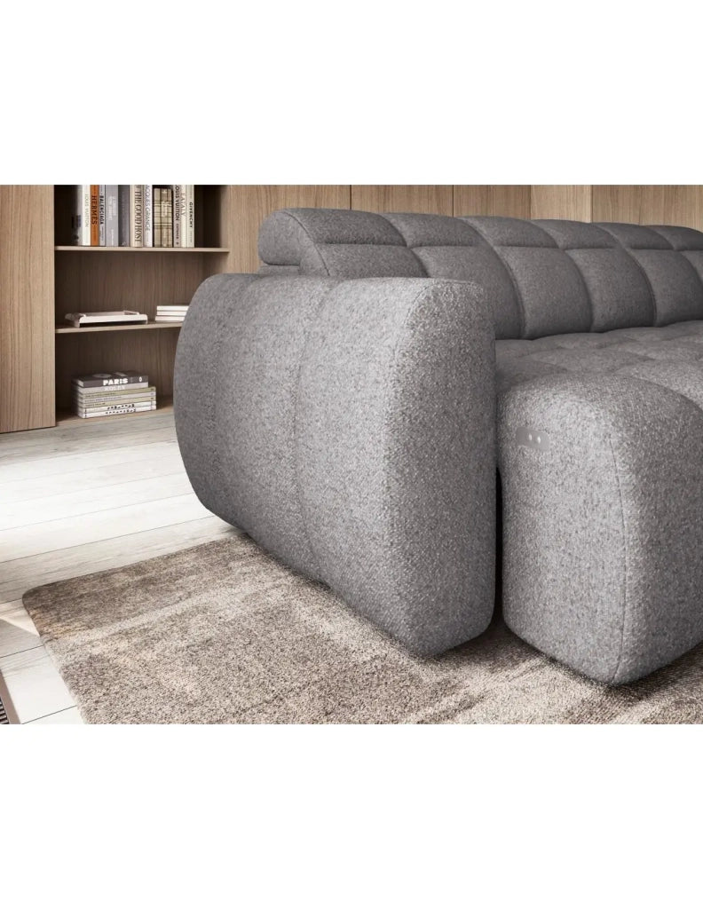 Divano ad angolo elettrico RONDA 4 posti grigio – angolo destro – versione 2