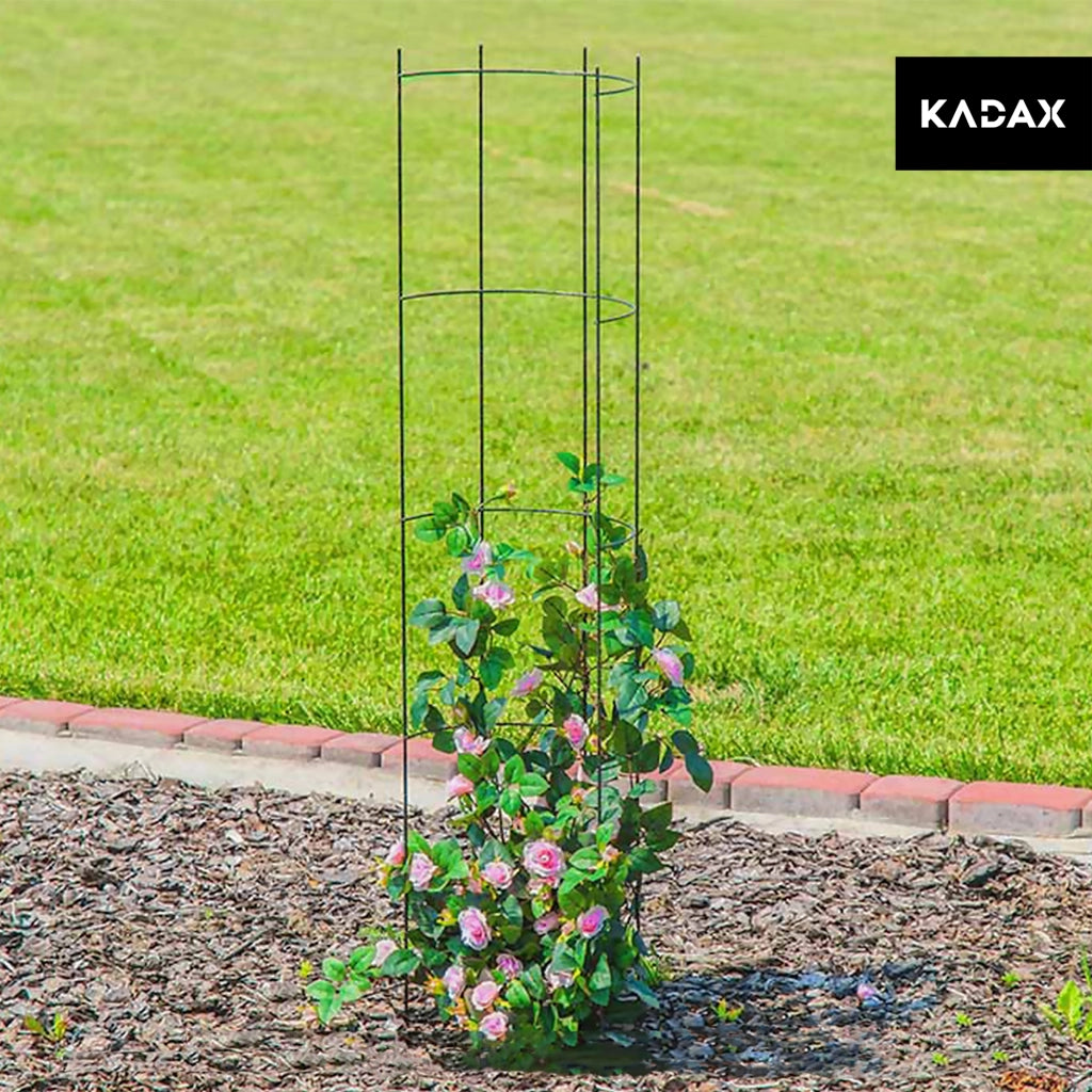 Pergola da giardino KADAX per fiori e rose, colonna di supporto in metallo lunga 120 cm