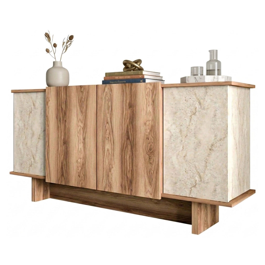 Madia Coste, Credenza 3 Ripiani, 180x40x81h cm Marrone Rovere