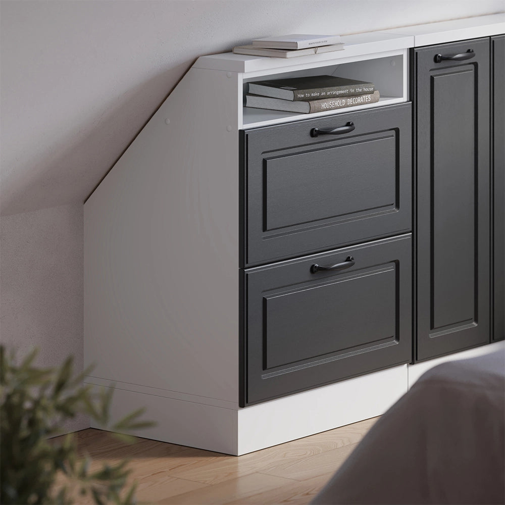 Mobile sottotetto Rion Antracite rustico/Bianco con 2 cassetti Vicco