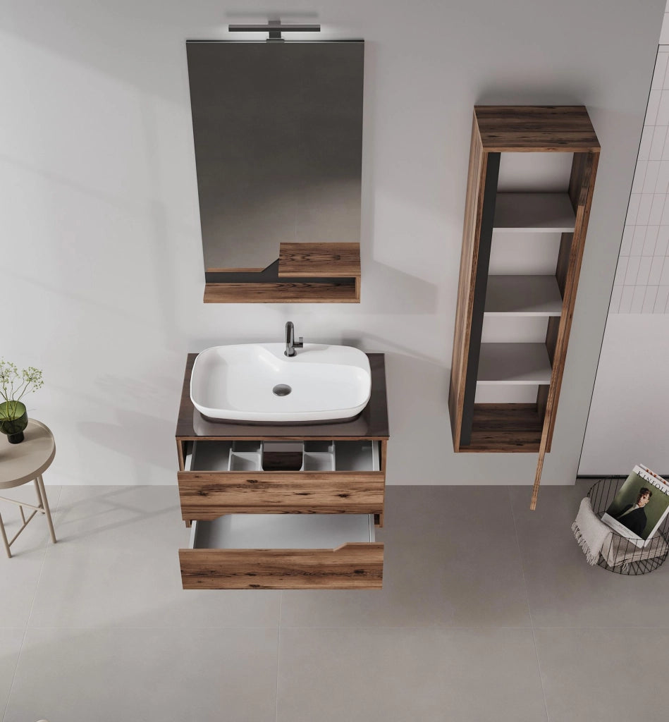 Specchio decorativo in legno "Galia 60" - 60 x 14 x 100 cm - Noce scuro
