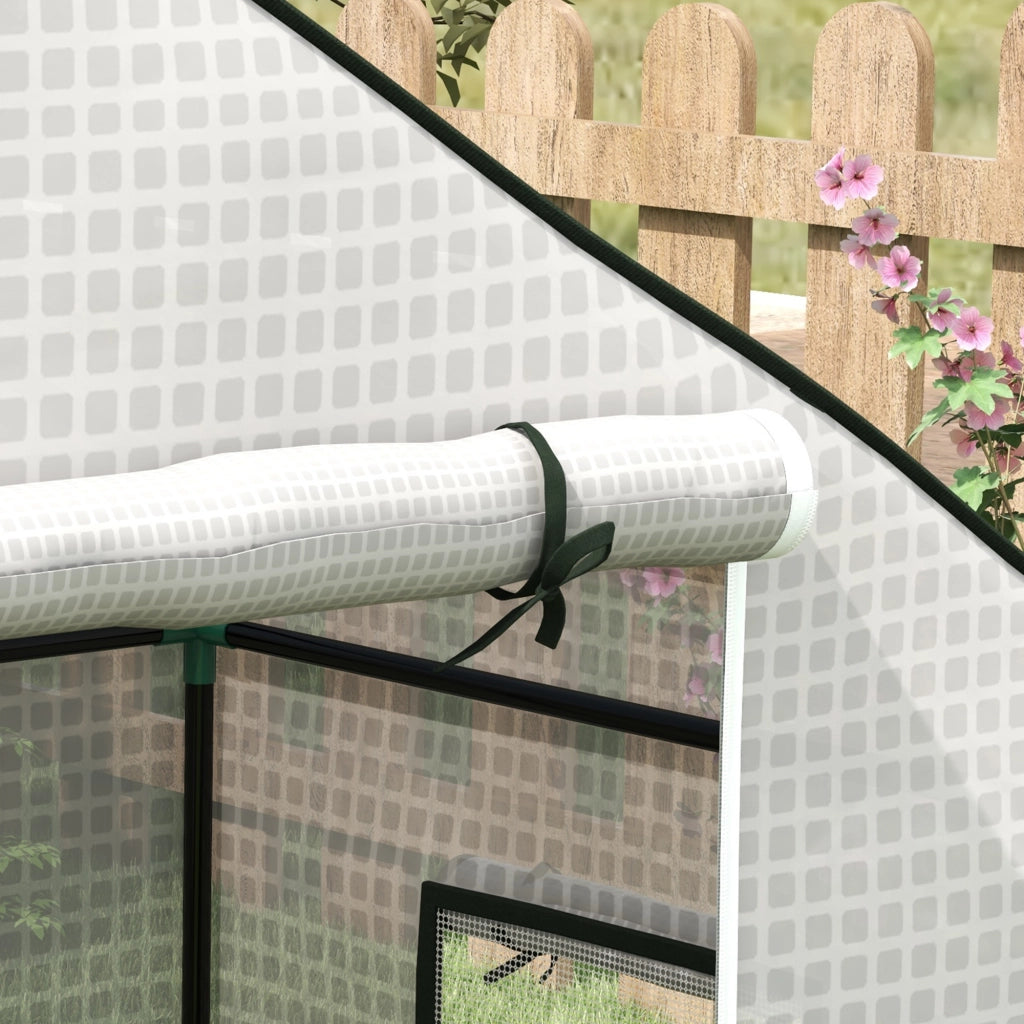 Telo di ricambio per serra in PE con protezione UV, porta avvolgibile e finestre laterali, 140 x 73 x 190 cm, bianco