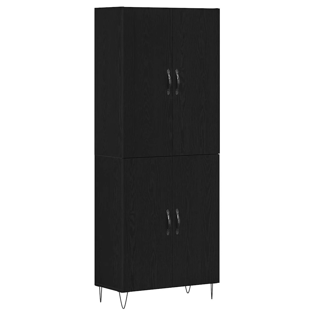 Credenza 2 pcs Rovere Nero Legno ingegnerizzato e vetro 3333108