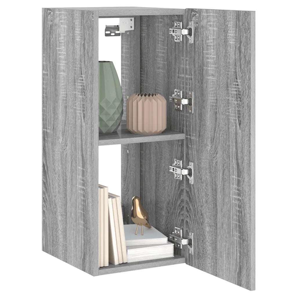 Mobile TV a Parete con Luci LED Grigio Sonoma 30,5x35x70 cm 837242