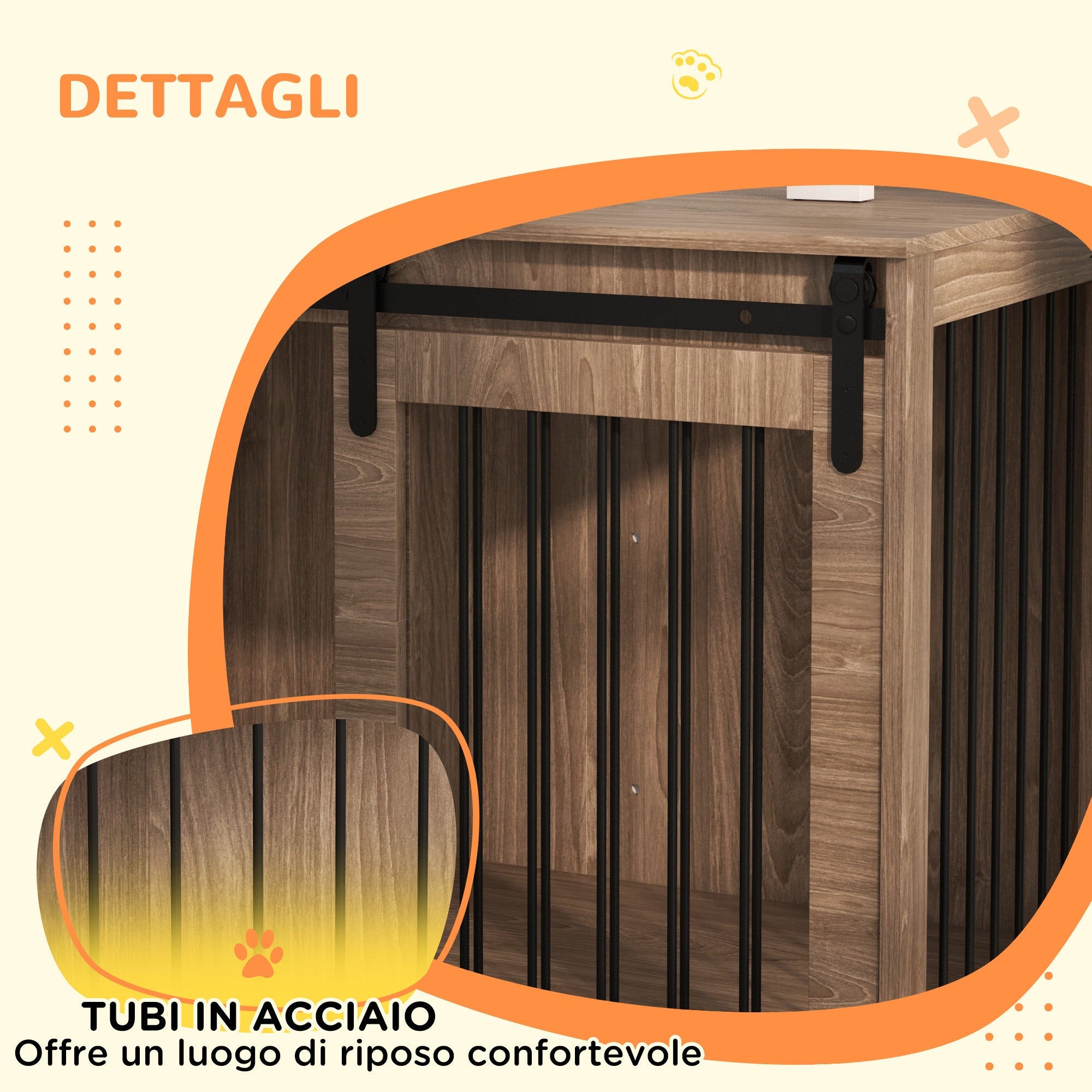 Cuccia per Cani Grandi Casetta con Porta Scorrevole per Interno 98x58x61 cm in Legno Marrone