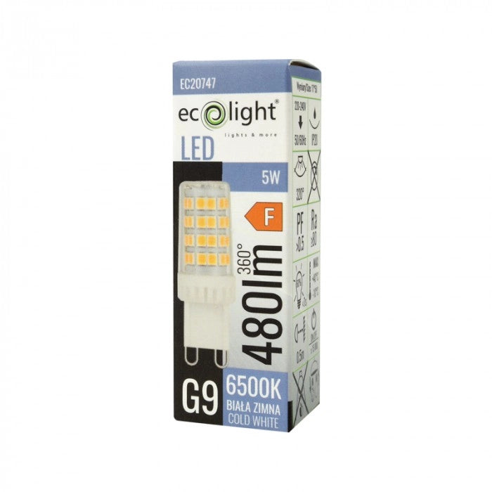 Lampadina LED G9 5W 480lm 6500K anti-sfarfallio Ecolight